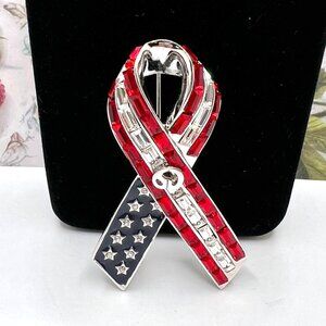 St. John Patriotic Ribbon Brooch with Invisible Setting